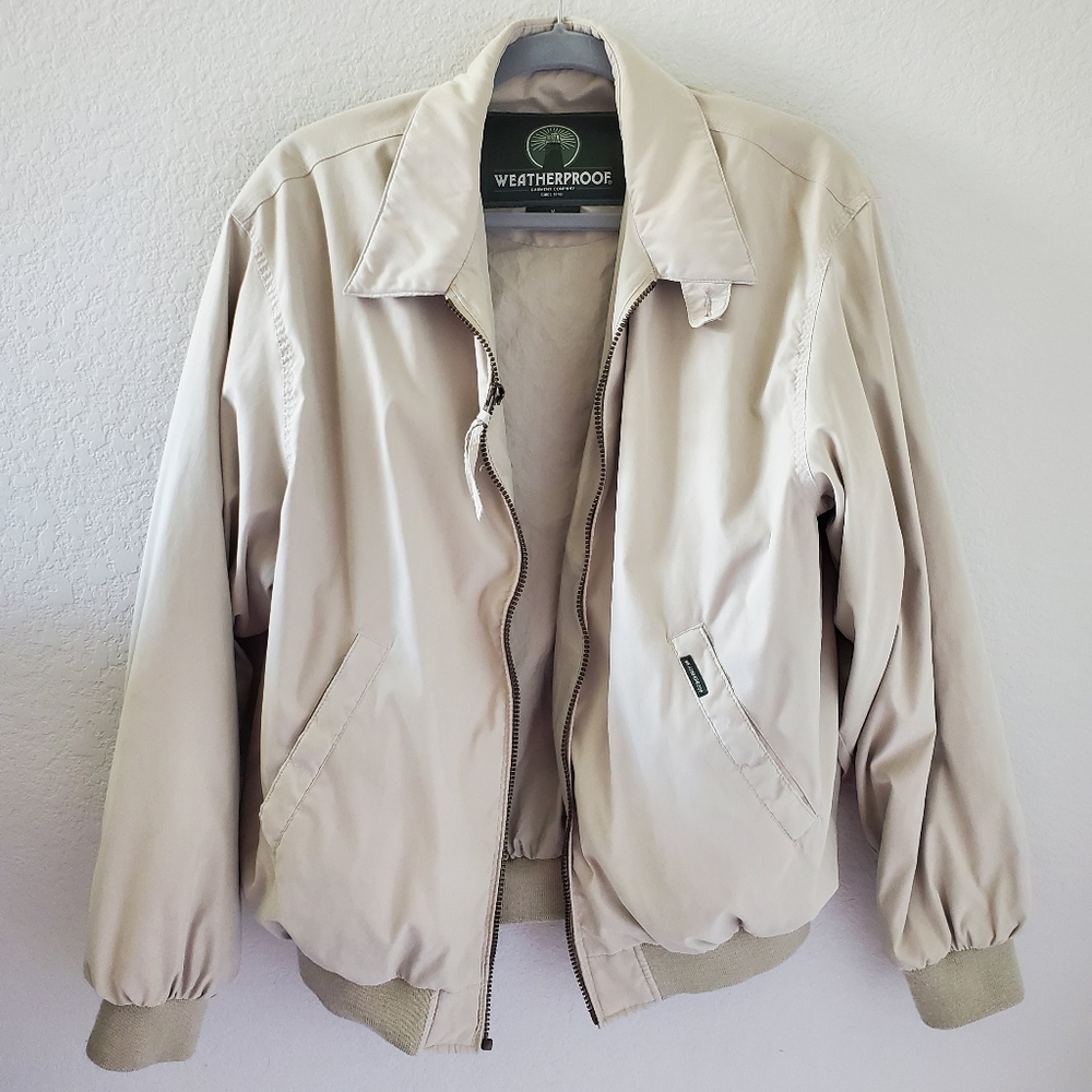Weatherproof nylon blend zip up jacket
